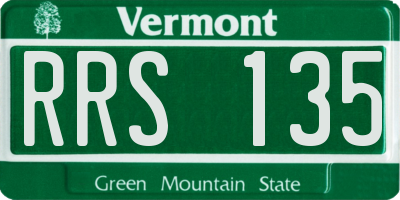 VT license plate RRS135