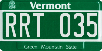VT license plate RRT035