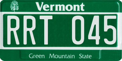 VT license plate RRT045