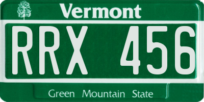 VT license plate RRX456