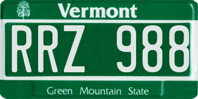 VT license plate RRZ988