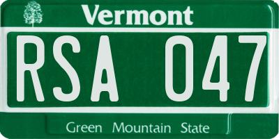 VT license plate RSA047