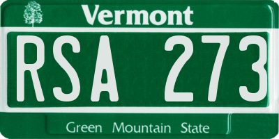 VT license plate RSA273