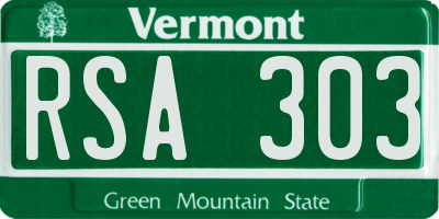VT license plate RSA303