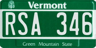 VT license plate RSA346