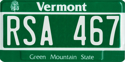 VT license plate RSA467