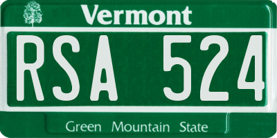 VT license plate RSA524