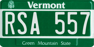 VT license plate RSA557