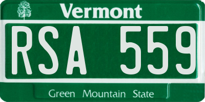 VT license plate RSA559