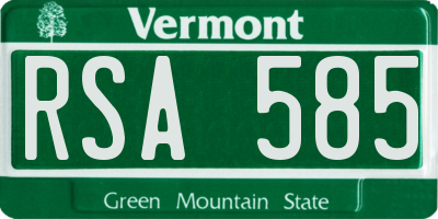 VT license plate RSA585