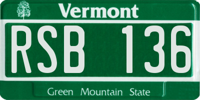 VT license plate RSB136