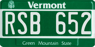 VT license plate RSB652