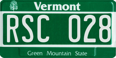 VT license plate RSC028
