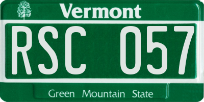 VT license plate RSC057