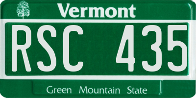 VT license plate RSC435
