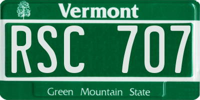 VT license plate RSC707