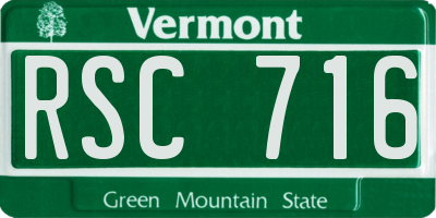 VT license plate RSC716