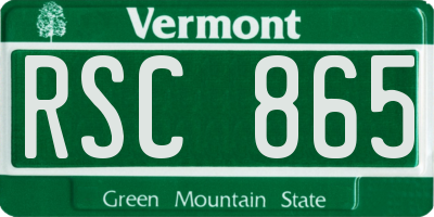 VT license plate RSC865