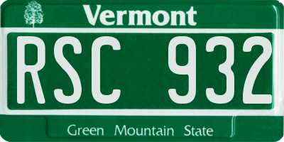VT license plate RSC932