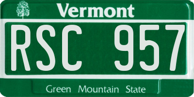 VT license plate RSC957