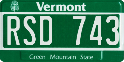 VT license plate RSD743