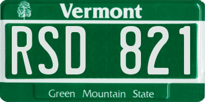 VT license plate RSD821