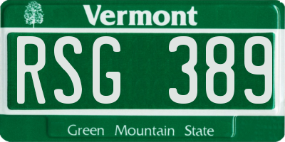 VT license plate RSG389