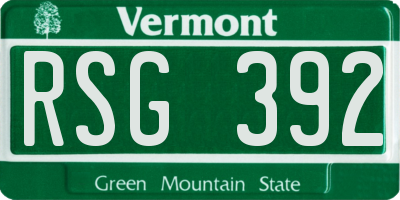 VT license plate RSG392