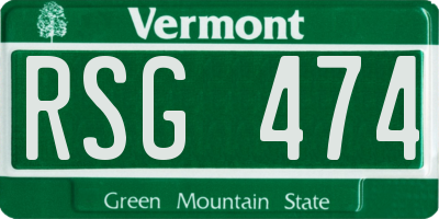 VT license plate RSG474