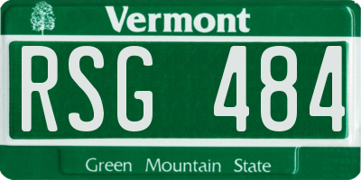 VT license plate RSG484