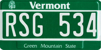 VT license plate RSG534