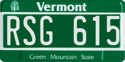 VT license plate RSG615