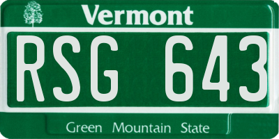 VT license plate RSG643