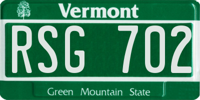 VT license plate RSG702