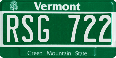 VT license plate RSG722