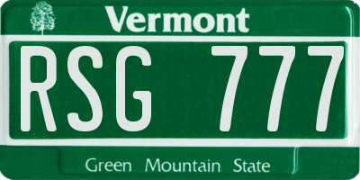 VT license plate RSG777