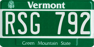 VT license plate RSG792
