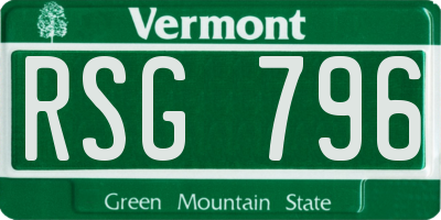 VT license plate RSG796