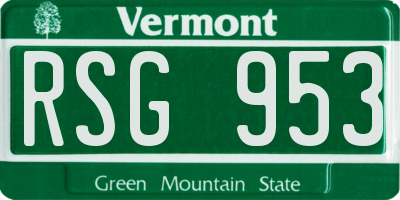 VT license plate RSG953