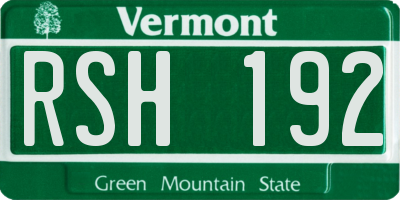 VT license plate RSH192