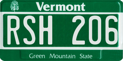 VT license plate RSH206
