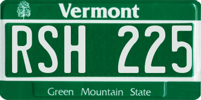VT license plate RSH225