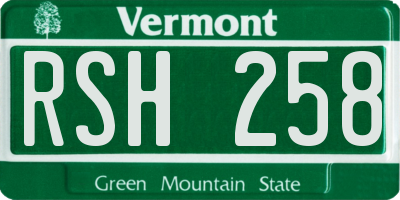 VT license plate RSH258