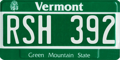 VT license plate RSH392