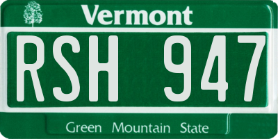 VT license plate RSH947