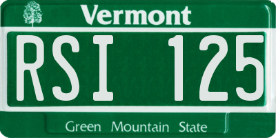 VT license plate RSI125