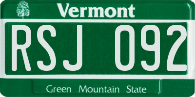 VT license plate RSJ092