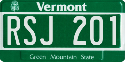 VT license plate RSJ201