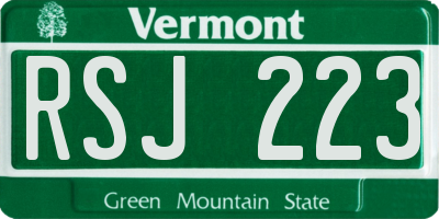 VT license plate RSJ223