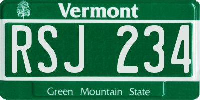 VT license plate RSJ234